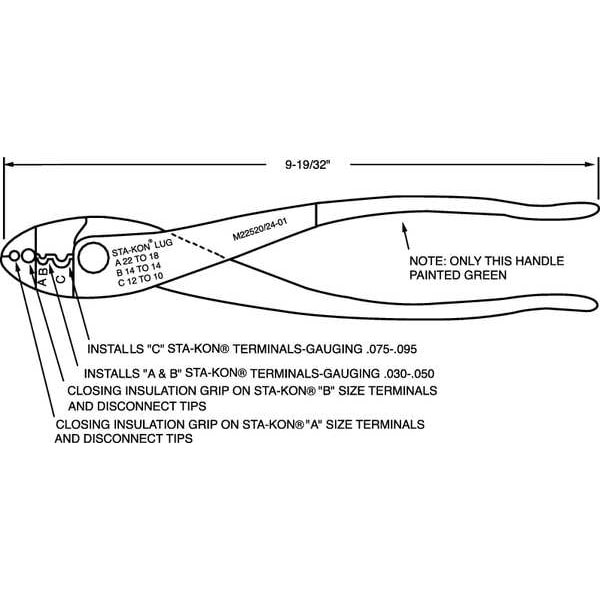 Sta-Kon 9 5/8 in Crimper 22 to 10 AWG - WT110M