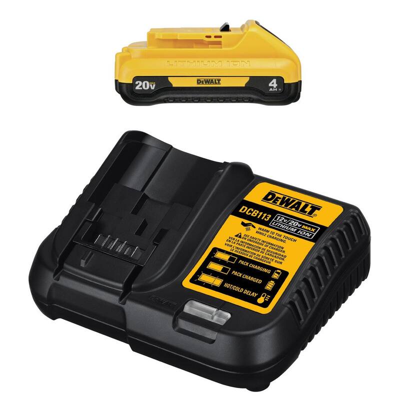 DEWALT 20V MAX Sierra ingletadora deslizante inalámbrica de 7-1/4 pulgadas, (1) Batería compacta de iones de litio 4.0Ah 20V MAX y Cargador de 12V a 20V MAX - DCS361BWDCB240C