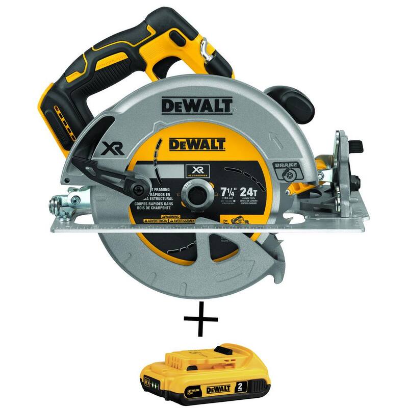 DEWALT Sierra Circular Inalámbrica MAX XR de 20V con Freno y Batería de Iones de Litio Compacta de 20V MAX 2.0Ah - DCS570BWDCB203
