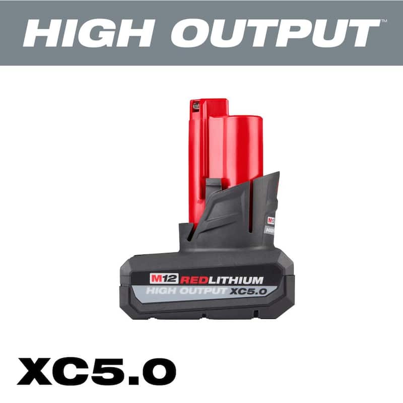 Kit de sierra de corte sin escobillas Milwaukee M12 FUEL 12V 3 in. de iones de litio inalámbrica y llave de trinquete de 3/8 in. con baterías de 5.0 Ah y 2.5 Ah - 2522-21XC-2567-20-48-11-2450-48-11-2425