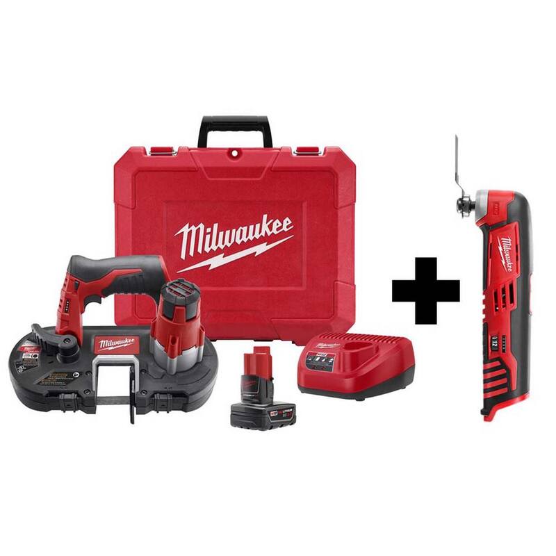 Si deseas la traducción sin la marca del producto, el título sería: "Kit de sierra de cinta subcompacta inalámbrica de 12V de ion de litio Milwaukee M12 con herramienta múltiple M12 - 2429-21XC-2426-20"
