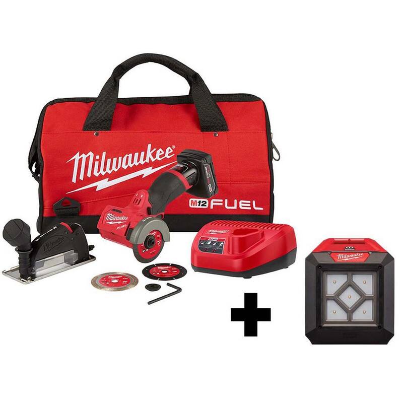 Kit de sierra de corte inalámbrica sin escobillas Milwaukee M12 FUEL 12V 3 in. de iones de litio con luz de inundación M12 - 2522-21XC-2364-20