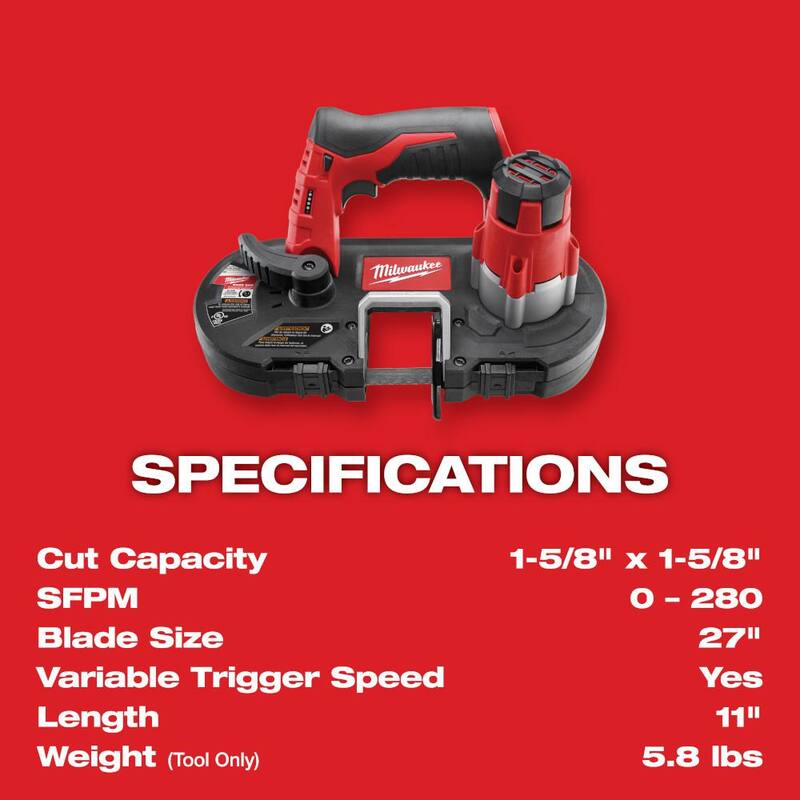 Sierra de banda subcompacta sin cable Milwaukee M12 12V de iones de litio y cortatubos de cobre - Combo Kit con (1) batería de 2.0Ah y cargador - 2429-20-2471-20-48-59-2420