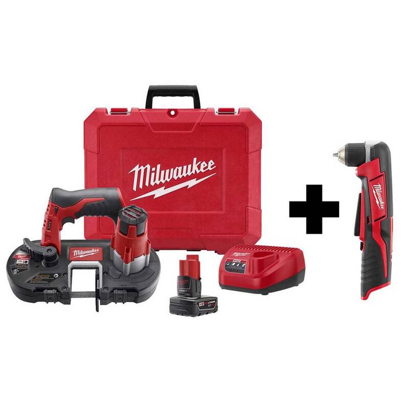 Sierra de banda subcompacta Milwaukee M12 de 12V de ion de litio sin cable con taladro angular derecho M12 (solo la herramienta) - 2429-21XC-2415-20