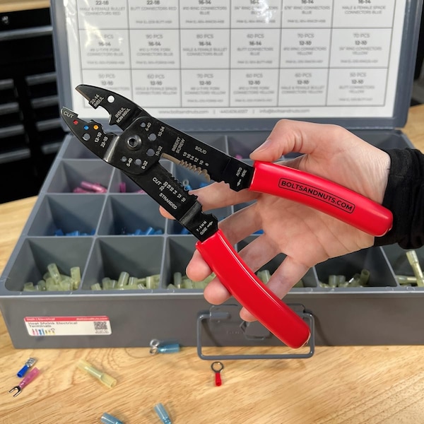 Boltsandnuts.Com 7 in 1 Electric Wire Multi-Tool Stripper Crimper Bender Cutter Pliers - T-EL-CRIMP