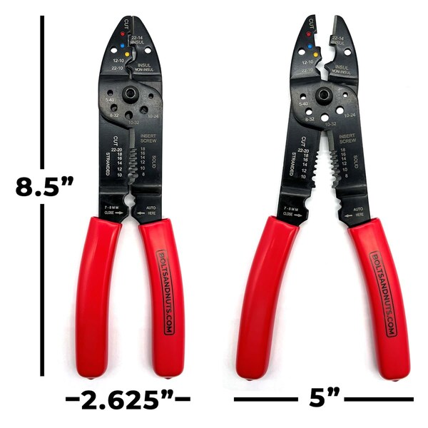 Boltsandnuts.Com 7 in 1 Electric Wire Multi-Tool Stripper Crimper Bender Cutter Pliers - T-EL-CRIMP