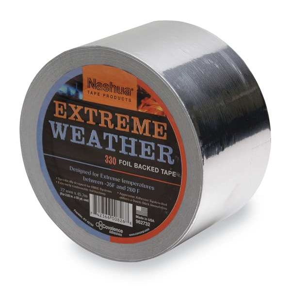 Nashua Cinta de Aluminio para Clima Extremo, 2 13/16 pulgadas de ancho x 50 1/4 yardas de largo, 3.5 mil de grosor, color plata, 330X, 1 paquete - 330X