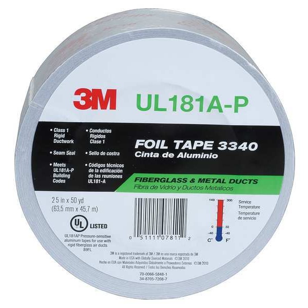 Cinta de papel aluminio 3M, 2-1/2 pulg. x 50 yardas, Transparente - 3340