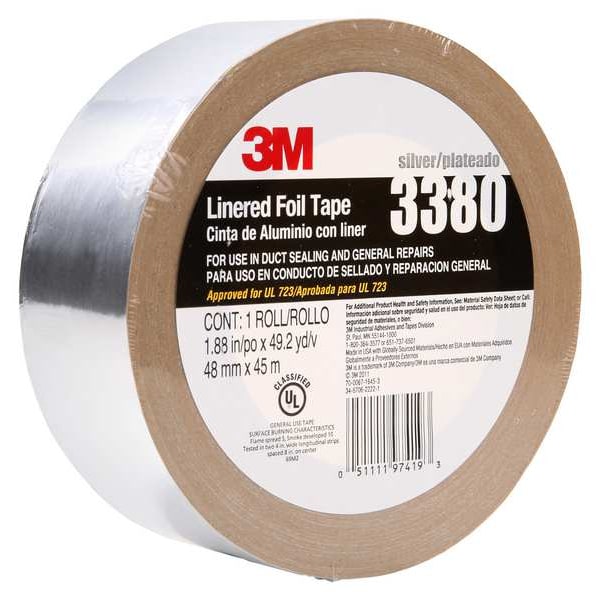 Cinta de aluminio con revestimiento, 1-7/8in x 49yd, plateada - 3380