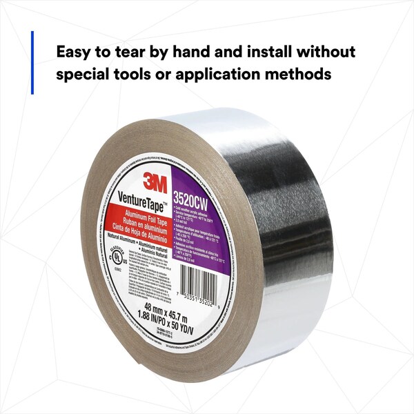 Cinta de aislamiento de aluminio para HVAC, 2 pulgadas x 50 yardas - 7100043755 de 3M VentureTape.