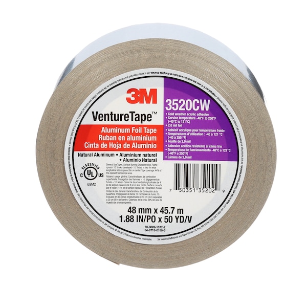 Cinta de aislamiento de aluminio para HVAC, 2 pulgadas x 50 yardas - 7100043755 de 3M VentureTape.