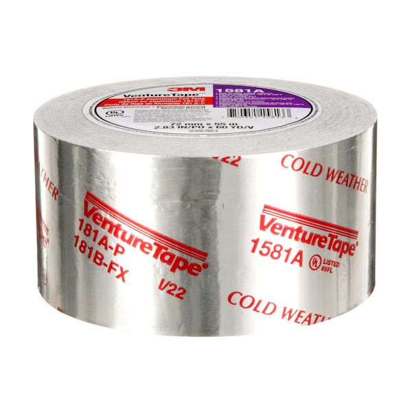 Cinta de papel de aluminio 3M VentureTape UL181A-P, 3 pulgadas x 60 yardas, 1581-G076 - 7100043929