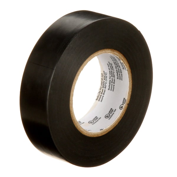 Cinta eléctrica de vinilo 3M, 165 Temflex, 3/4 pulg. An x 60 pies L, 6 mil de grosor, negro, paquete de 1 - 165BK4A