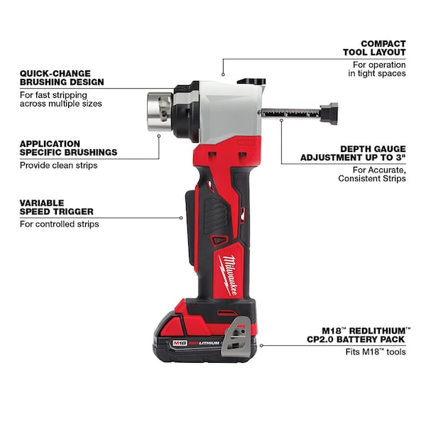 Milwaukee Tool M18 Cable Stripper Kit for Al THHN / XHHW - 2935AL-21