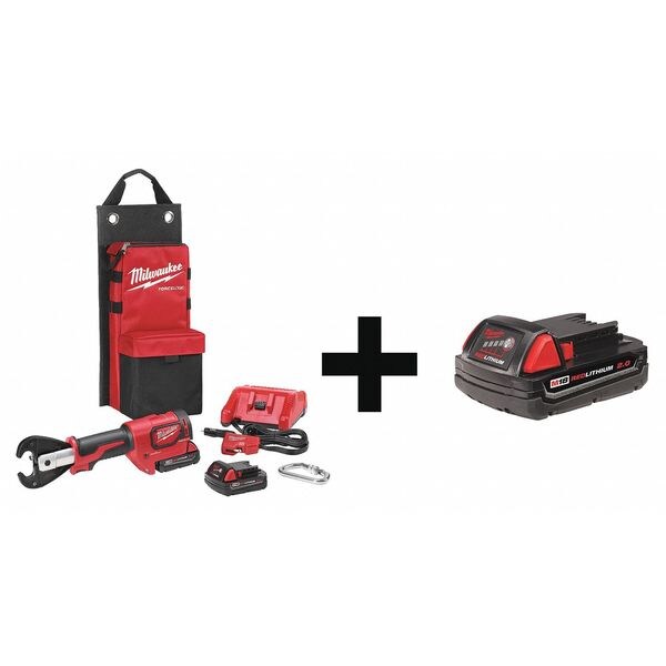Milwaukee Tool Crimping Tool, 6 Tons, with Battery - 2678-22, 48-11-1820