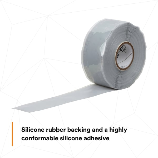 Cinta Eléctrica de Silicona 3M, 70, Scotch, 1 pulgadas de ancho x 30 pies de largo, 12 milésimas de espesor, Gris, 1 Paquete - 70