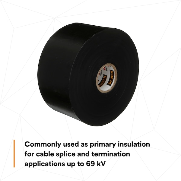 Cinta eléctrica de hule 3M, 130C, Scotch, 2 pulgadas de ancho x 30 pies de largo, 30 milésimas de grosor, negro, 1 paquete - 130C
