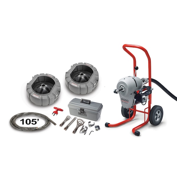 Ridgid RIDGID K-1500 A Frame W/Tool Set & Mitt, 115V, 710RPM, 3/4HP, 1-1/4", 105'L x 1-1/4"W Cable - 23702