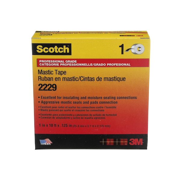 Cinta Mástic 3M, 125 mil, 1" x 10 pies, Negro - 2229-1X10FT