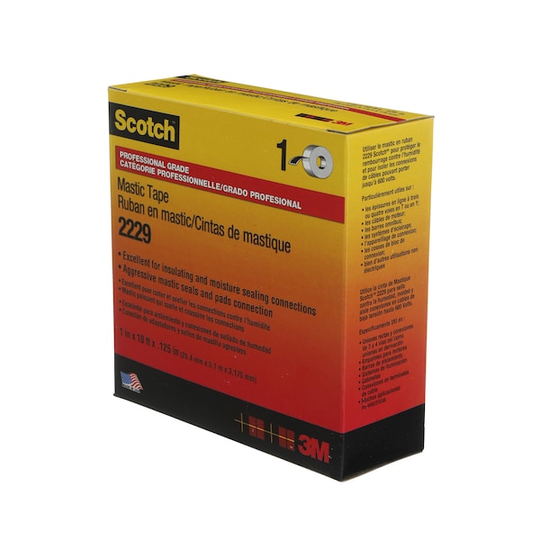 Cinta Mástic 3M, 125 mil, 1" x 10 pies, Negro - 2229-1X10FT