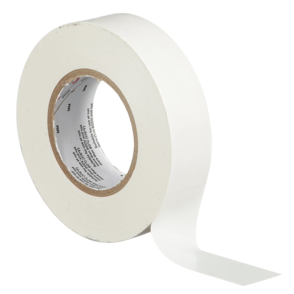 Cinta eléctrica de vinilo 3M, 165, Temflex, 3/4 in de ancho x 60 pies de largo, 6 mil de espesor, blanco, 1 paquete - 165WH4A