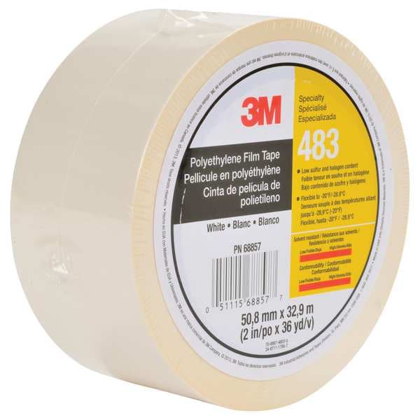 Cinta de película 3M, Polietileno, Blanco, 2 pulgadas x 36 Yardas - 483