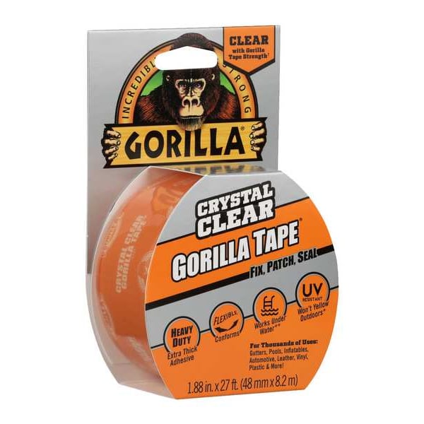 Cinta de reparación Gorilla Glue, 2 pulg. Ancho x 9 yd Largo, 8.2 mil de Grosor, Transparente, 1 paquete - 6027002