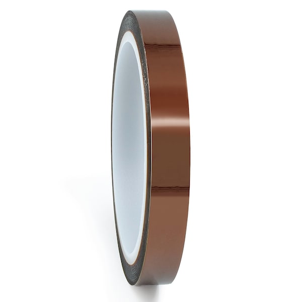 Cinta de Kapton® de alta temperatura de Bertech, 1 mil de grosor, 1/2 pulgada de ancho x 36 yardas de largo, ámbar - Reconocida por UL - KPT-1/2
