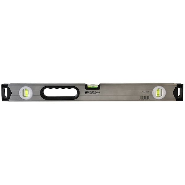 Johnson Level & Tool Box Level, 24 in L, 3Vial, NonMagnetic, Aluminum, Silver - 1735-2400
