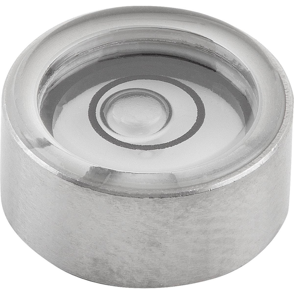 Kipp Round Spirit Level Body D1=12 H=6 Stainless Steel, Black, Comp:Glass, E10' Sensitivity 10' - K1156.120710