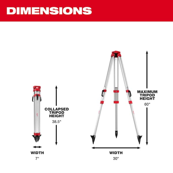 Milwaukee Tool Tripod for Rotary Lasers - 48-35-3700