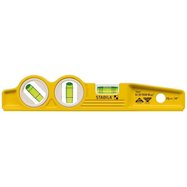 Stabila STABILA 10 in. Aluminum Magnetic Type 81 SMW45 Torpedo Level 3 vial - 25245