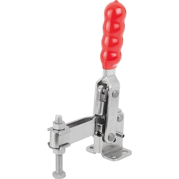 Kipp Toggle Clamp Vertical Std, Horizontal Foot F2=2600, Adjustable Clamping Spind M08X60, Stainless - K1255.102600