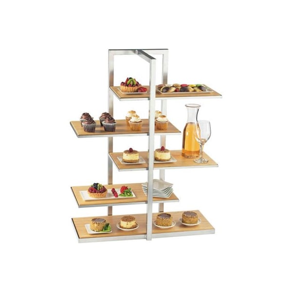 Cal Mil Plastics Cal-Mil Bamboo Multi Level Shelf Display with Black Stand 28-1/2"W x 13-1/2"D x 36-1/2"H - 3303-60