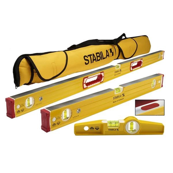 Stabila Aluminum Magnetic Type 196-2 M Magnetic Level Set 3 Vial Beam Box, Yellow - 3 Piece - ST8283