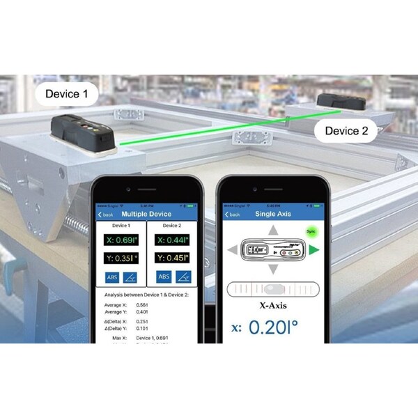 Digi-Pas 2-AXIS Smart Machinist Digital Level Bluetooth 0.002/ft 0.2mm/M, NIST Compliant - 2-01320-99