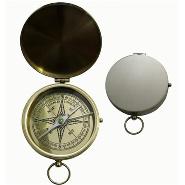 Old Modern Handicrafts Lid compass in wooden box - ND007