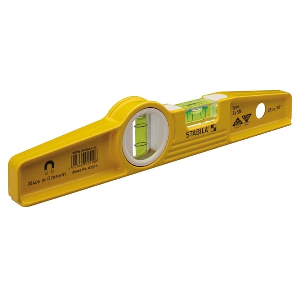 Stabila STABILA 10 in. Aluminum Magnetic Type 81 SM Torpedo Level 2 vial - 25100