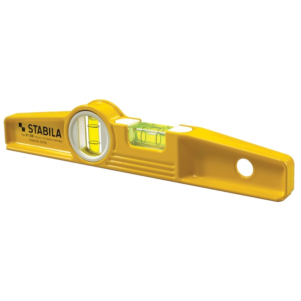 Stabila STABILA 10 in. Aluminum Magnetic Type 81 SM Torpedo Level 2 vial - 25100