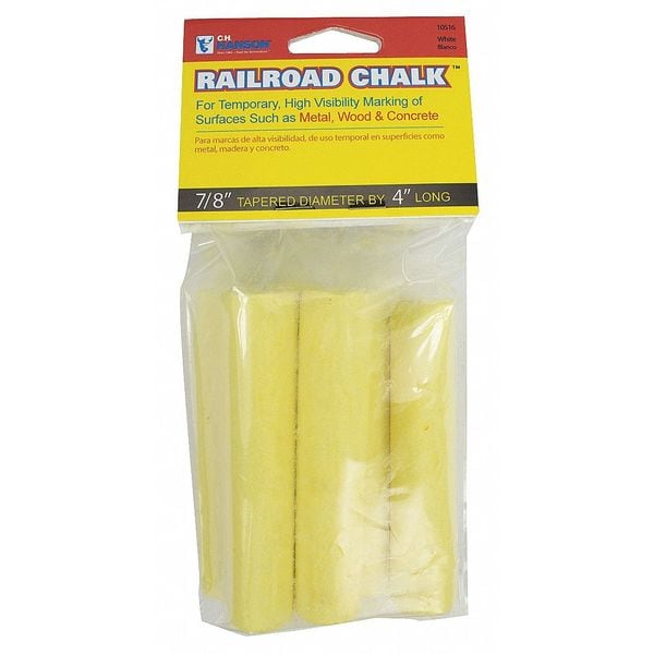Zoro Select Railroad Chalk, White, Tapered, 4 In, PK6 - 10467