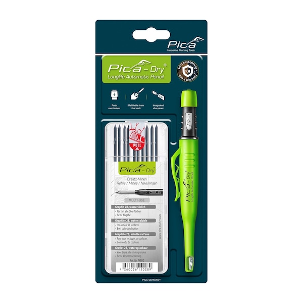 Pica Pica Dry Longlife Automatic Pencil and Multi-Use graphite Refill Leads, 10 graphite - 30403