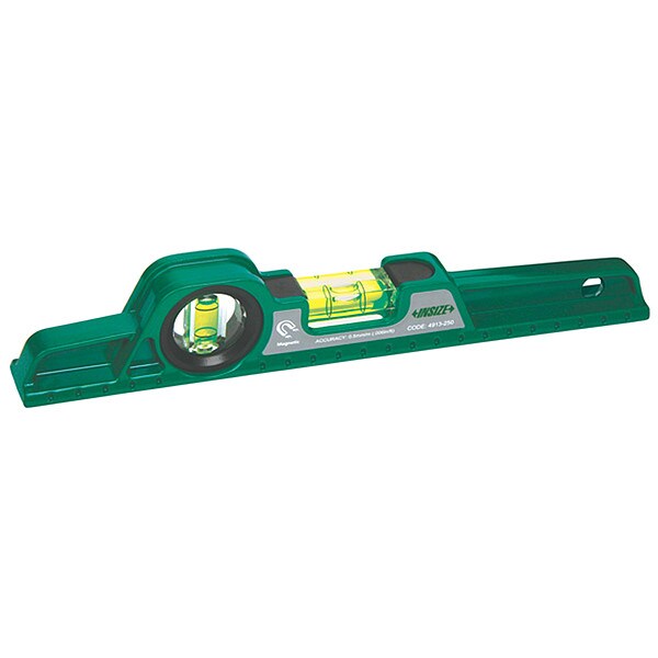 Insize Level, Glass, 15/16" W, 10" L, Aluminum - 4913-250