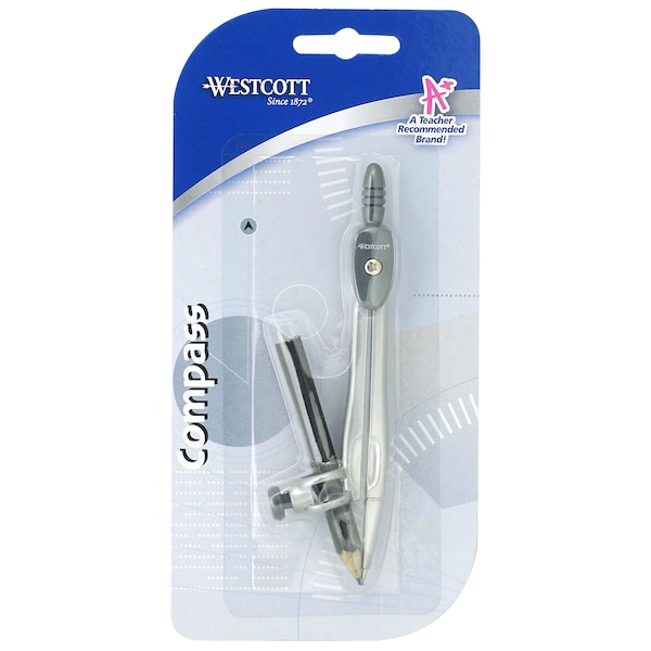 Westcott Compass, Metal Compass with Wooden Pencil - 14555