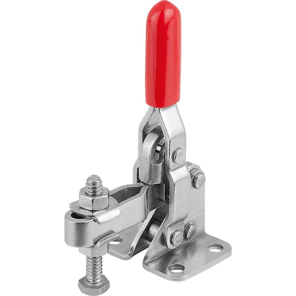 Kipp Toggle Clamp Vertical Std, Horizontal Foot F2=1000, Adjustable Clamping Spind M05X30, Stainless - K1256.11000