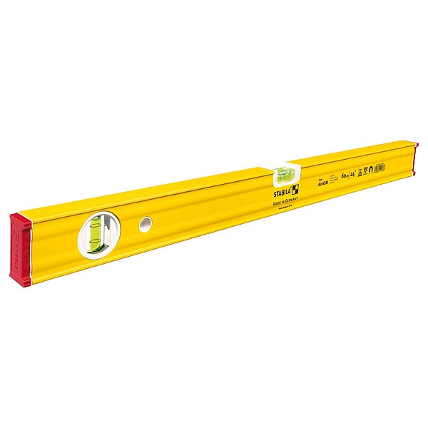 Stabila Box Level, Aluminum, 24 in L, 3 Vials - 29224