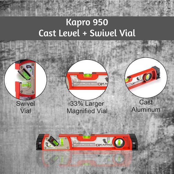 Kapro 950 Heavy Duty Cast Level w/Swivel Plumb Site - 950-41SP-18
