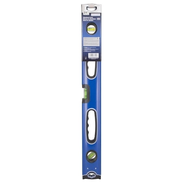 Vulcan Level Box, 24 in L, 3-Vial, 2-Hang Hole, Non magnetic, Aluminum, Blue - JL-LV24