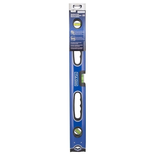 Vulcan Level Box, 24 in L, 3-Vial, 2-Hang Hole, Non magnetic, Aluminum, Blue - JL-LV24