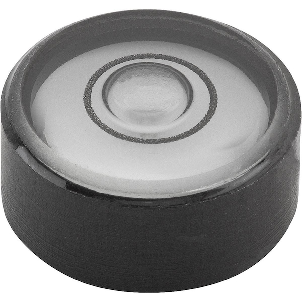 Kipp Round Spirit Level Body D1=25 H=8, 5 Aluminum, Black, Comp:Glass, E20' Sensitivity 20' - K1156.250920