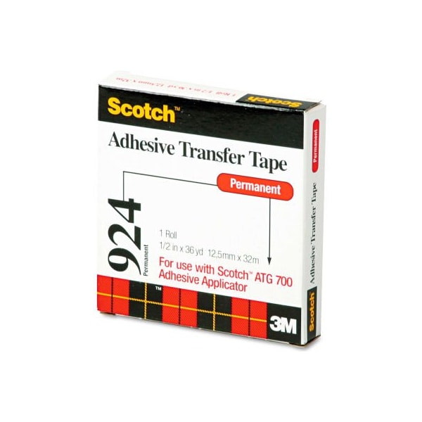 Cinta de transferencia adhesiva Scotch® de 3M, 1/2" de ancho x 36 yardas - 92412